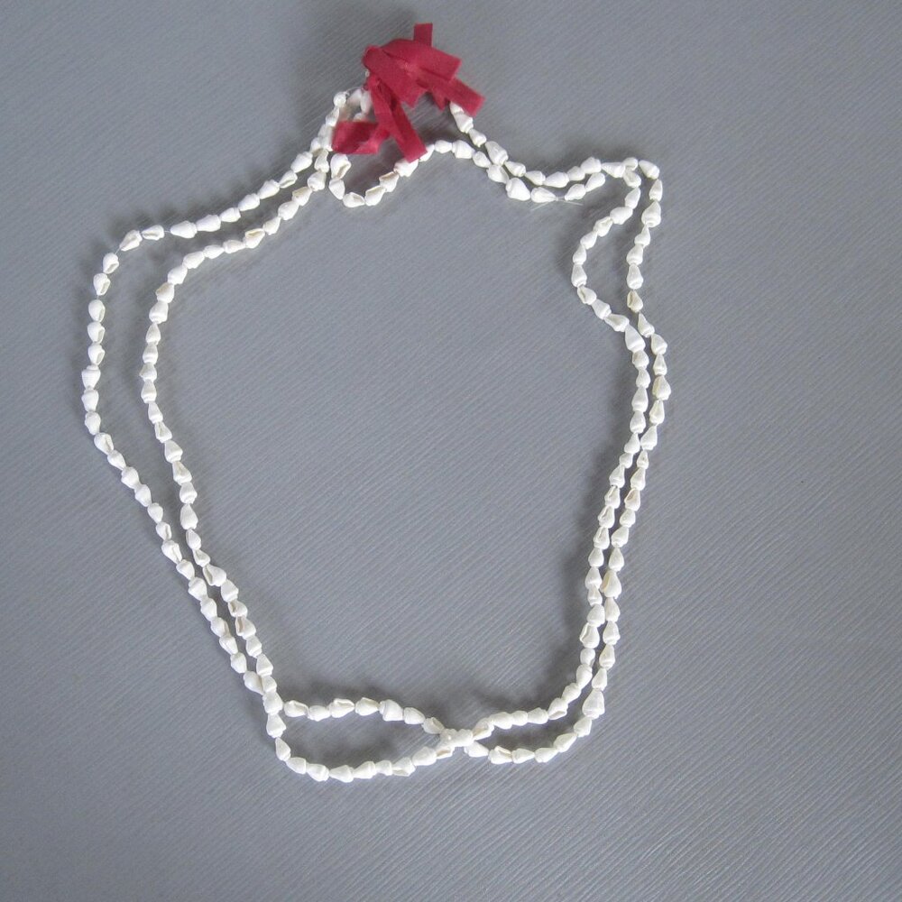 Vintage Pikake Hawaiian Necklace Wedding Leigh 2 Strand Cowrie Shell
